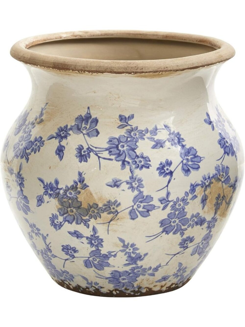Elegant 10.5" Tuscan Ceramic Blue Scroll Urn Vase - Perfect for Home Decor